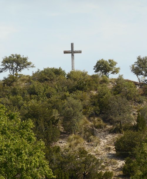 Fredericksburg TX looking up at Cross Mountain