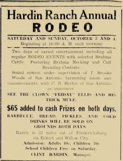TX - Hardin Ranch Annual Rodeo ad