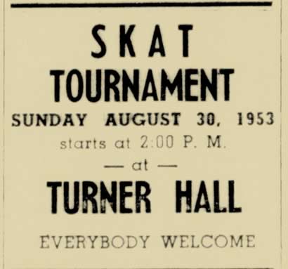 Turner Hall Skat Tournament Announcement