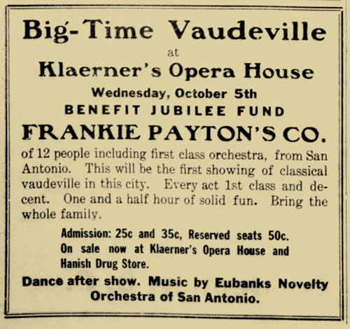 Fredericksburg Texas - Vaudeville at Klaerner's Opera  House
