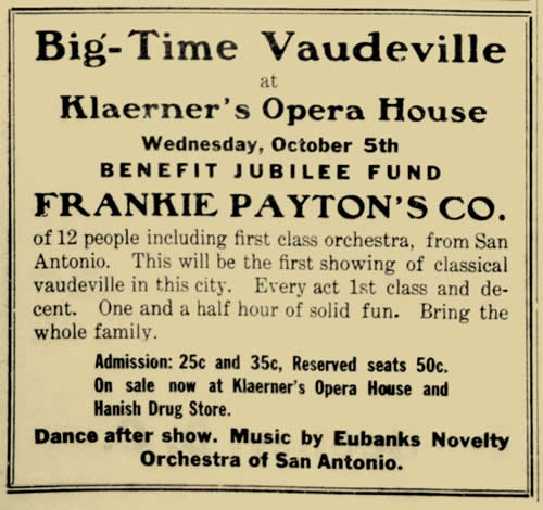 Fredericksburg Texas - Vaudeville at Klaerner's Opera House
