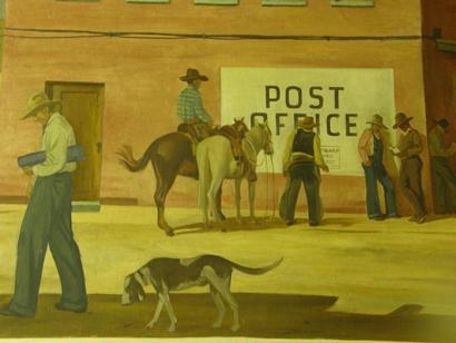 Ranger, Texas Post Office Mural "Crossroads  Town"                   