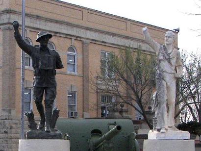 WWI  doughboy & sailor statues, Foard County Courthouse, Crowell, Texas