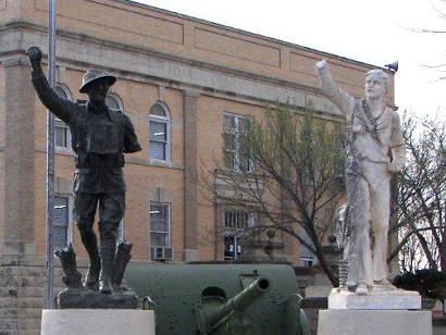 WWI doughboy & sailor statues, Foard County Courthouse, Crowell, Texas