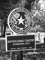 Bunting Family Cemetery, Moulton, Texas  historical marker