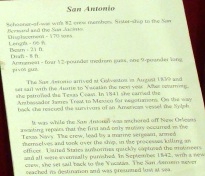 Rockport TX Maritime Museum - San Antonio Schooner-of-war information