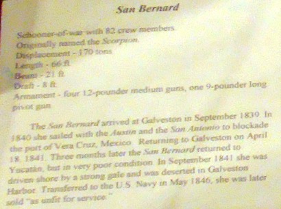 Rockport TX Maritime Museum -  San Bernard Schooner-of-war information