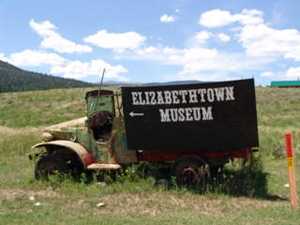 Old truck with Elizabethtown museum sign