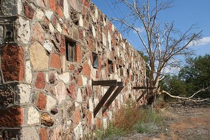 Matador, Texas - Bob's Oil Well Cafe  petrified wood wall