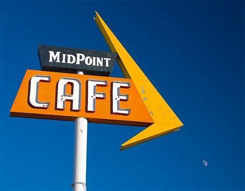 Adrian, Texas - Route 66 Midpoint Cafe sign
