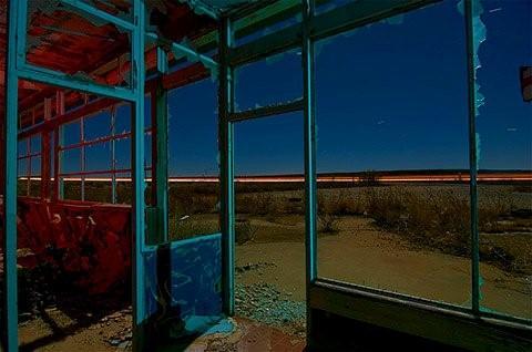 Route 66 abandoned Chevron station, Glenrio, Texas