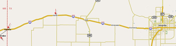 Route 66 Map- AmarilloT X to Endee NM