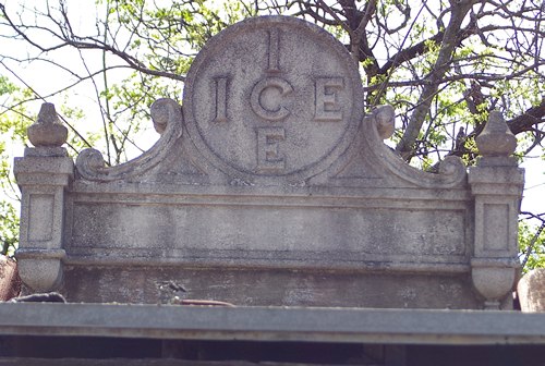 San Antonio Texas ice house cast cement signage