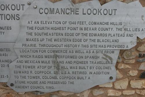 Comanche Lookout plaque, San Antonio, Texas