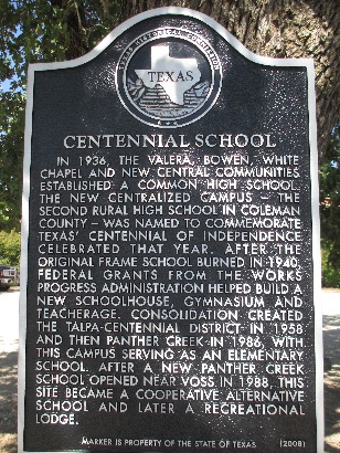 TX  - Centennial School Historical Marker