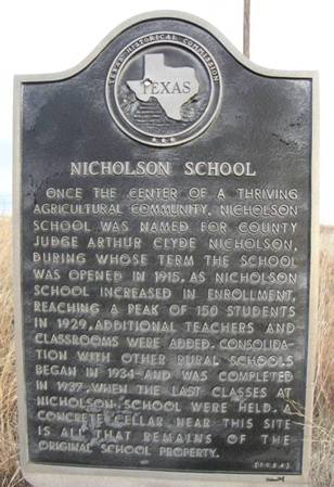 TX - Collingsworth County  Nicholson School historical Marker
