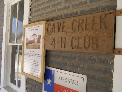 Gillespie County TX - Cave Creek School  Cave Creek 4-H Club signn