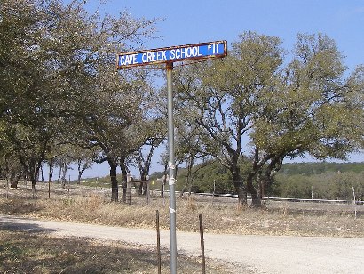 Gillespie County TX - Cave Creek School  road sign