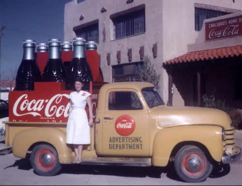 Mary Ruth on Coca Cola Pickup truck and display  carton