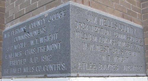 Alice, Texas  - Jim Wells County Courthouse cornerstone