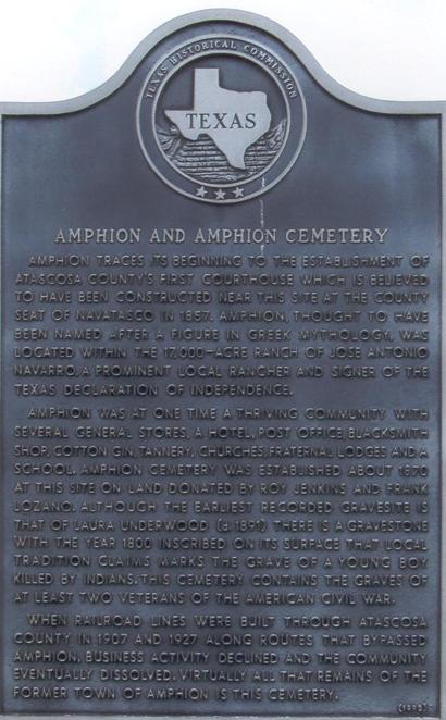 Amphion and Amphion Cemetery Texas historical marker
