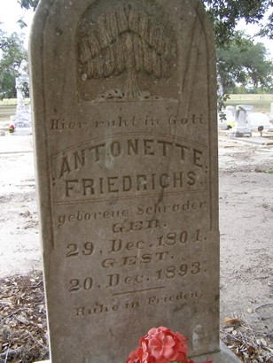 Ander TX Antonette Friedrichs Tombstone1