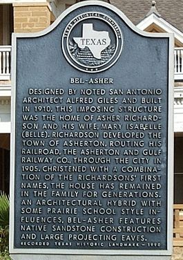 AshertonTX, Bel-Asher Historical Marker