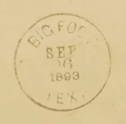 Bigfoot TX 1893 Postmark