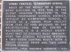 Donna Central Elementary School Historic Marker, Texas