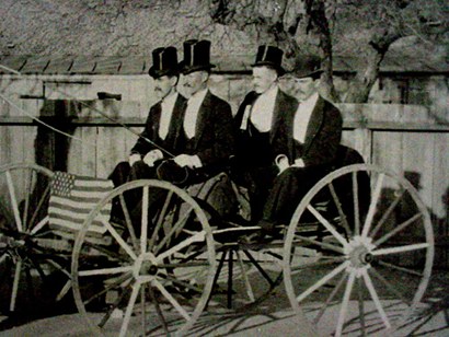 Eagle Pass Texas businessmen on a buggy, vintage photo