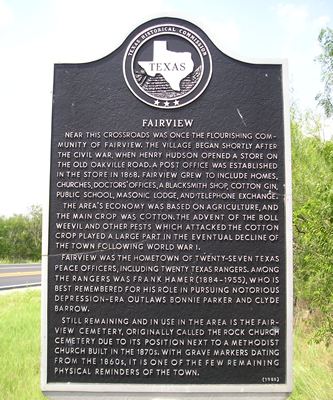 Fairview Texas historical marker