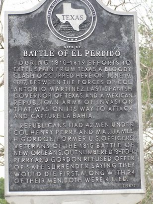 Battle of El Perdido historical marker