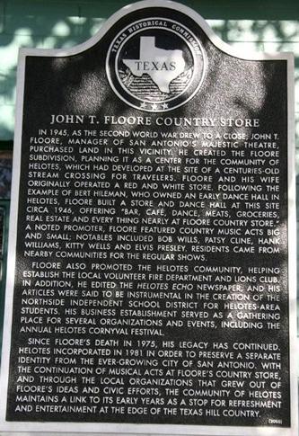 John T. Floore Country Store historical marker, Helotes Texas