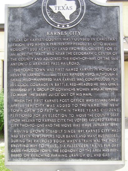 Karnes City Texas historical marker