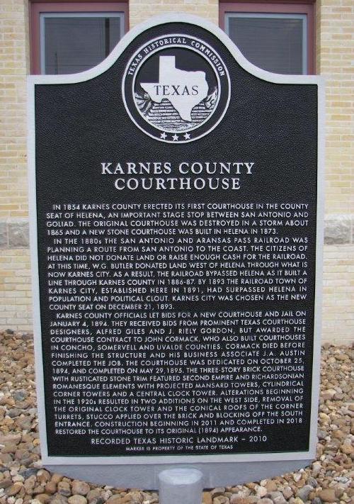 TX Karnes County Courtouse Historical Marker 