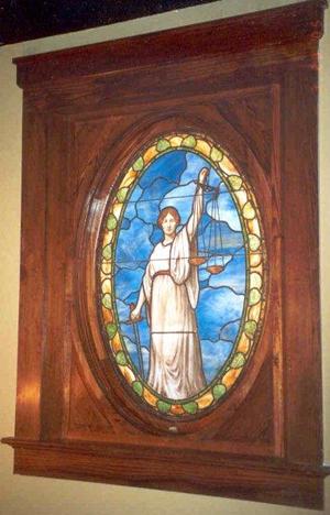 Webb County Courthouse Goddess of Justice stained glass window, Laredo Texas