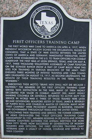 WWI First Officers Training Camp historical marker