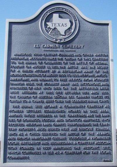 Losoya Texas,  El Carmen Cemetery  Historical Marker