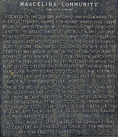 Marcelina Texas - Marcelina Community Historical Marker