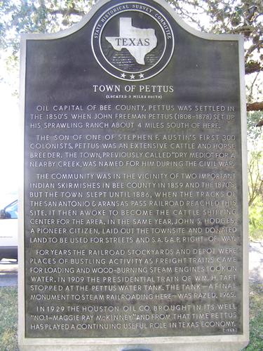 Pettus TX historical marker