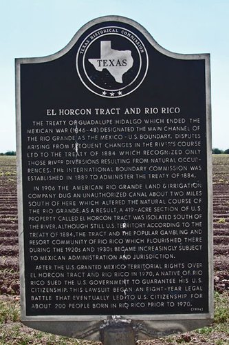 Relampago, Texas El Horcon Tract and Rio Rico marker