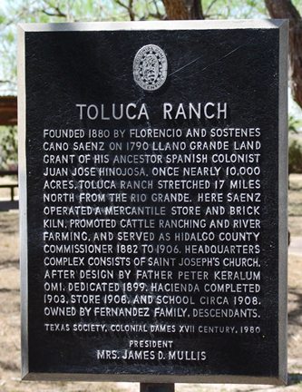 Relampago, Texas Toluca ranch marker