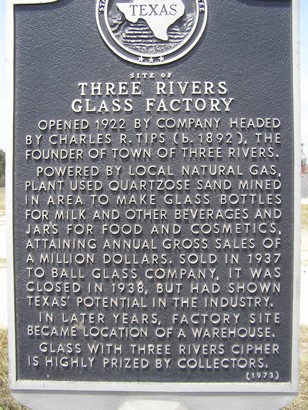 Three RIvers TX Glass Factory Historical Marker