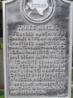 Three Rivers Historical Marker