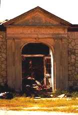 Doorway of the burned Tuleta Grade School