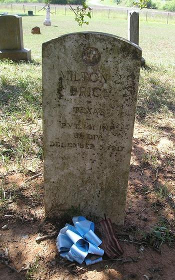 CSA Milton Brice tombstone Union Valley Cemetery Texas