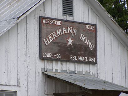 Weesatche TX Hermann Sons Lodge sign