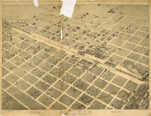 Abilene Tx - 1883  Bird's Eye View