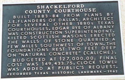 Albany TX - 1883 Shackelford County Courthouse Historical Marker