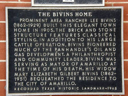 Amarillo Tx - Bivins Home historical marker